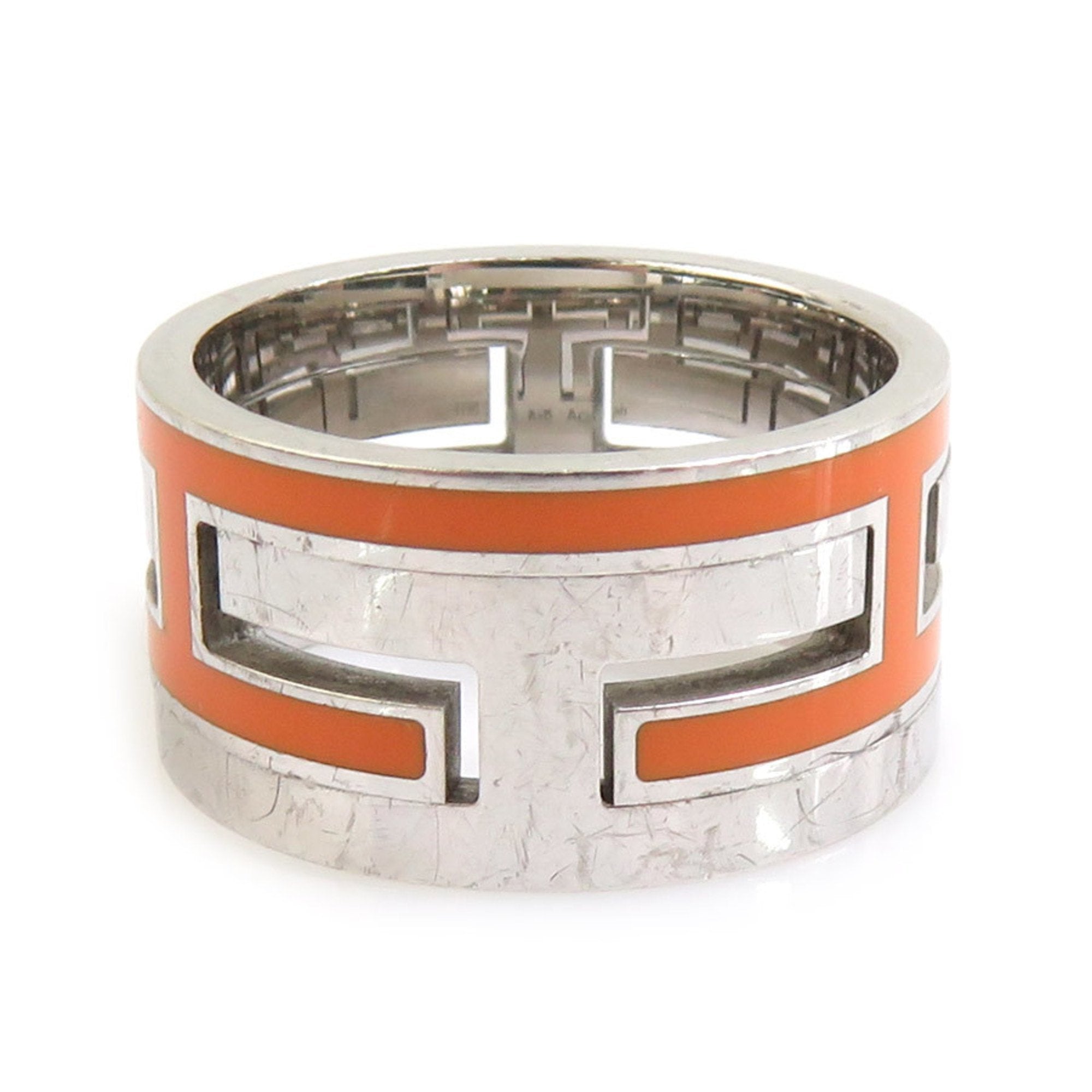 Ring Enamel and Sterling Silver With Orange