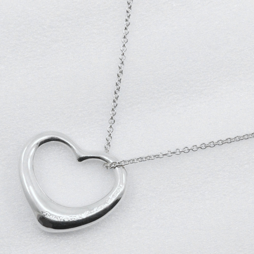 Open Heart Pendant Necklace Sterling Silver 26mm