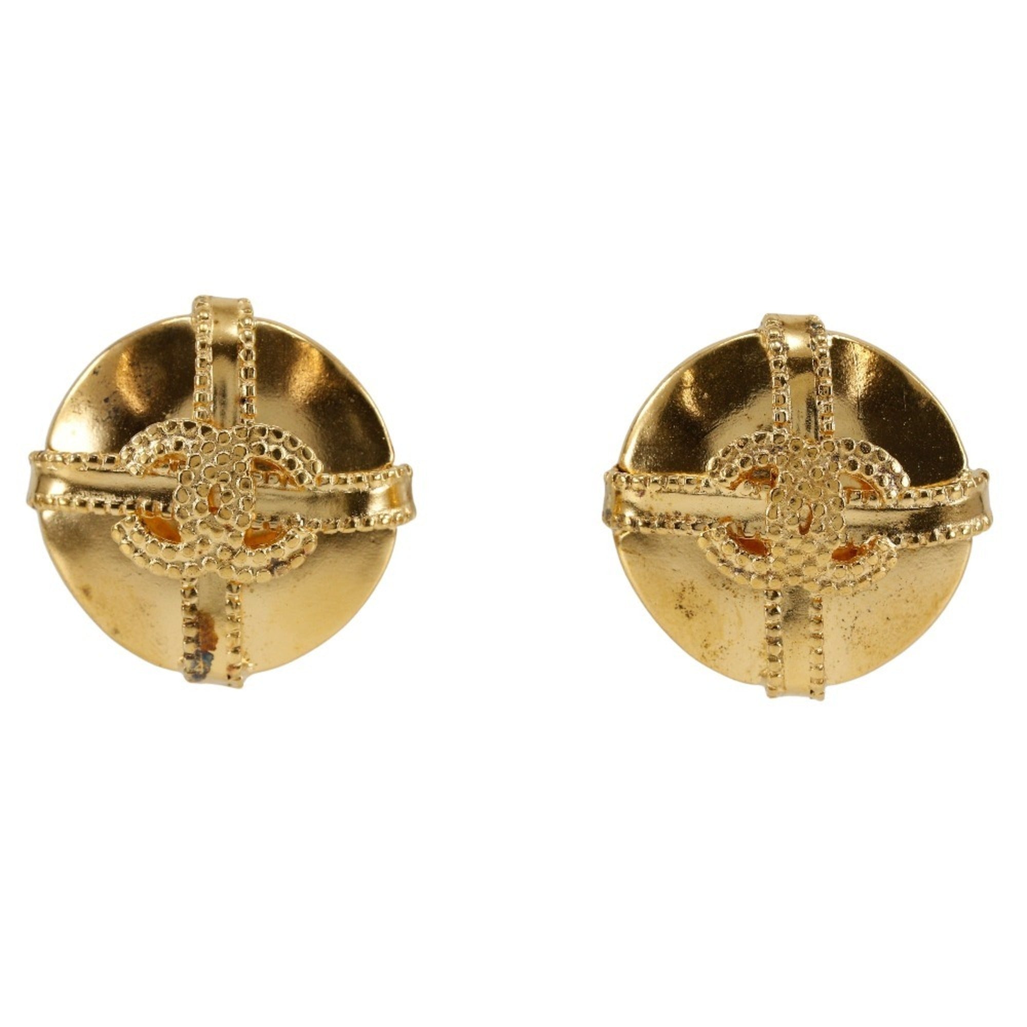 CC Logo Clip-On Earrings Metal Gold-Tone Metal