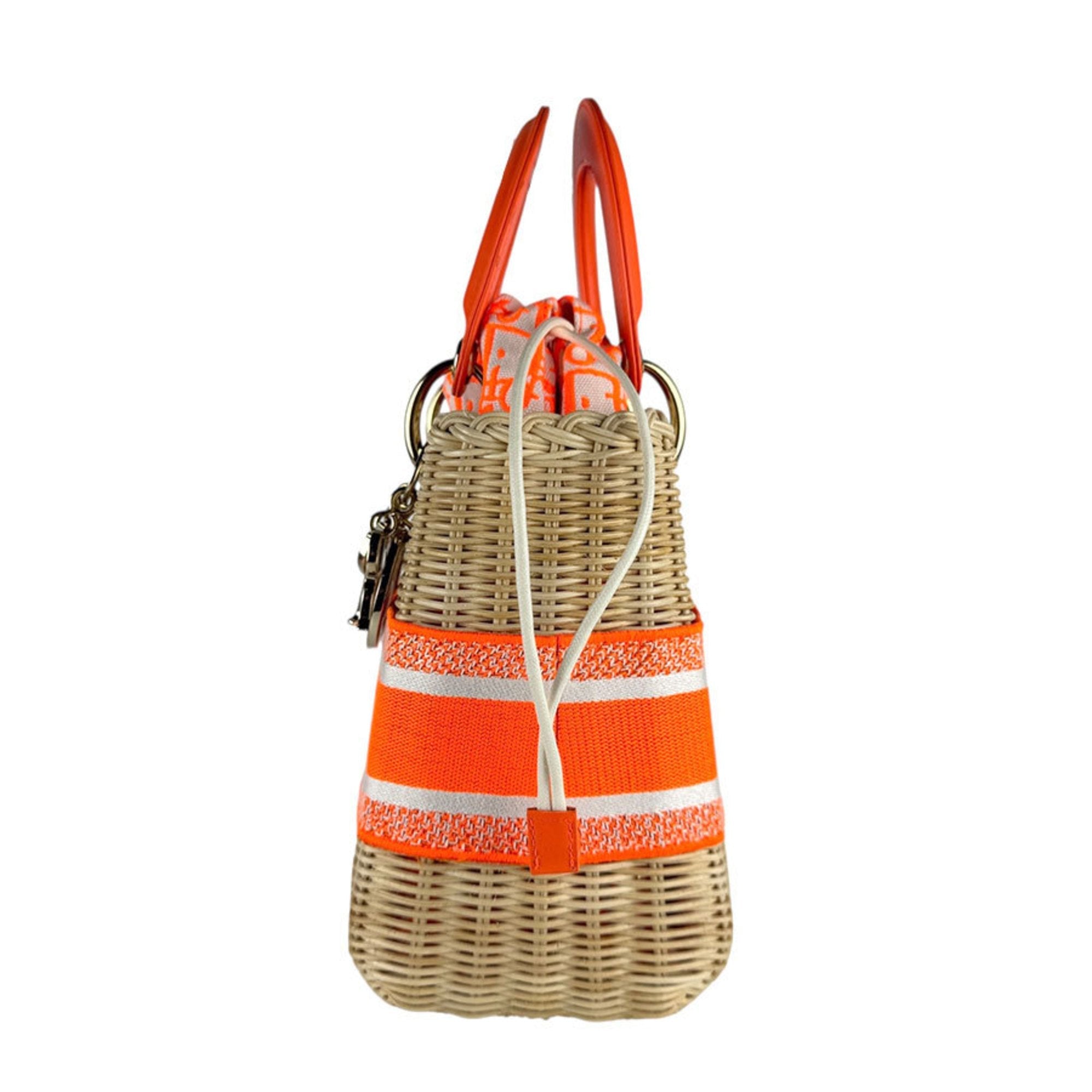 Lady Dior Bag Wicker and Oblique Canvas Medium