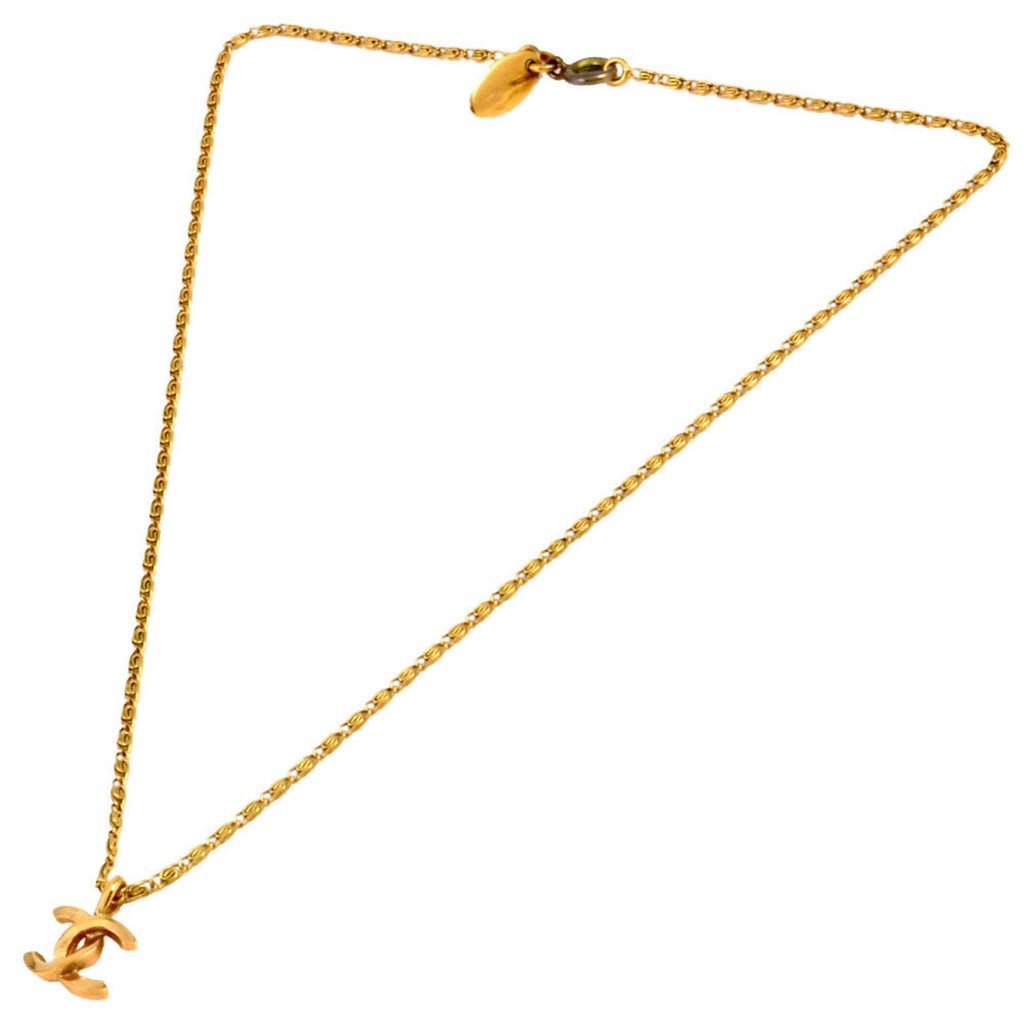 CC Logo Pendant Necklace Gold-Tone Metal