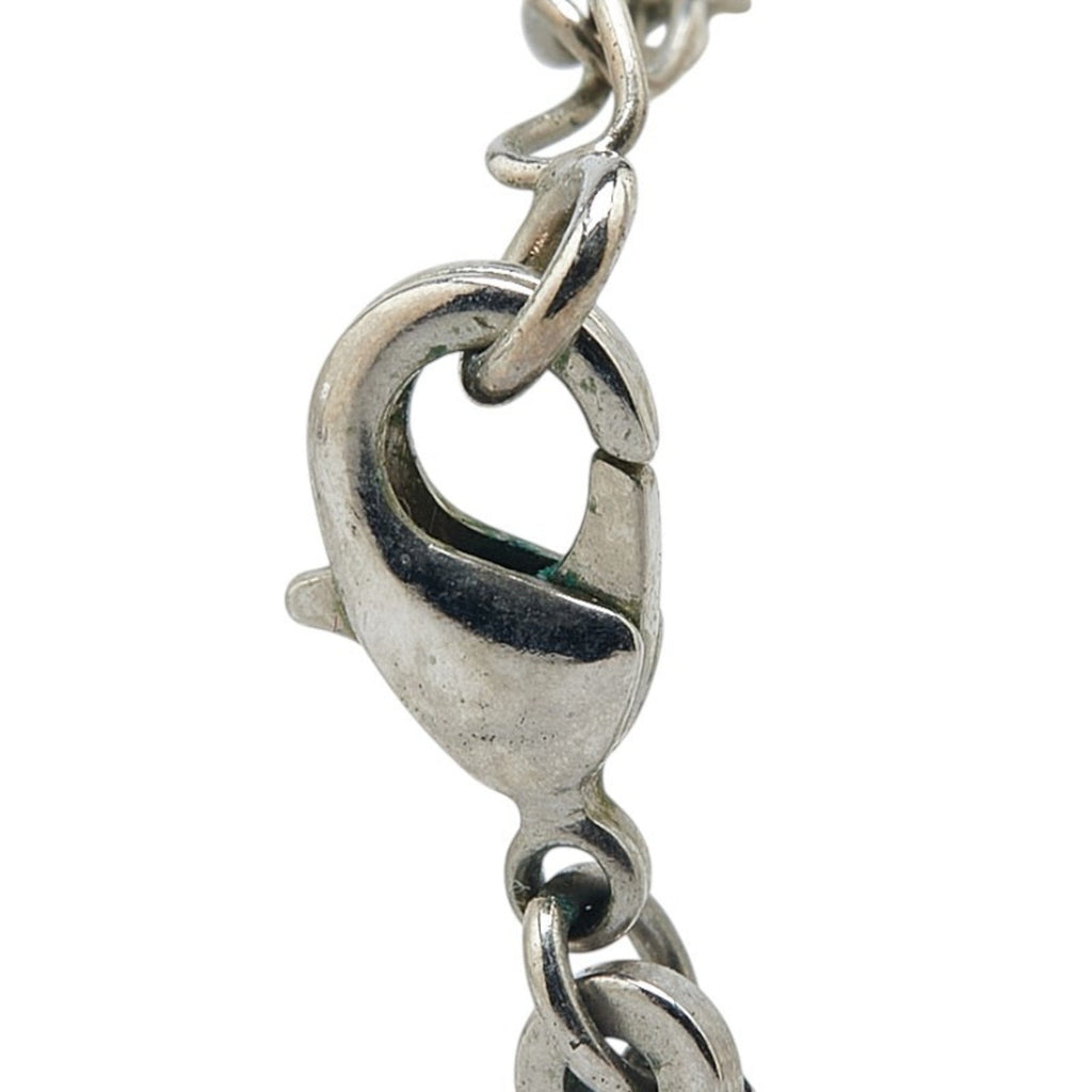 Gancini Rhinestone Pendant Necklace Metal Silver