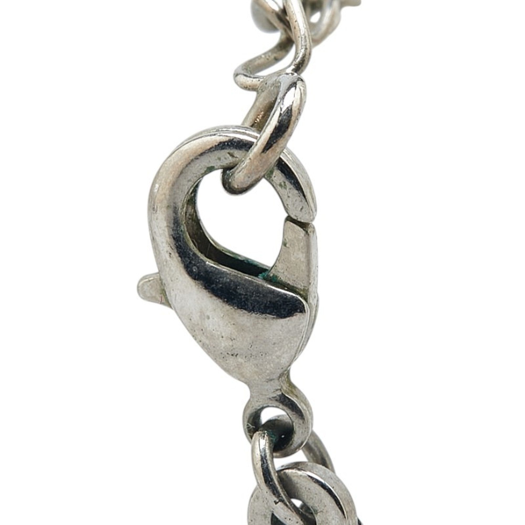Gancini Rhinestone Pendant Necklace Metal Silver