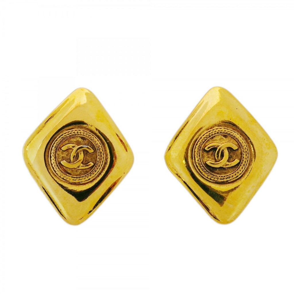 CC Logo Clip-On Earrings Metal Gold-Tone Metal