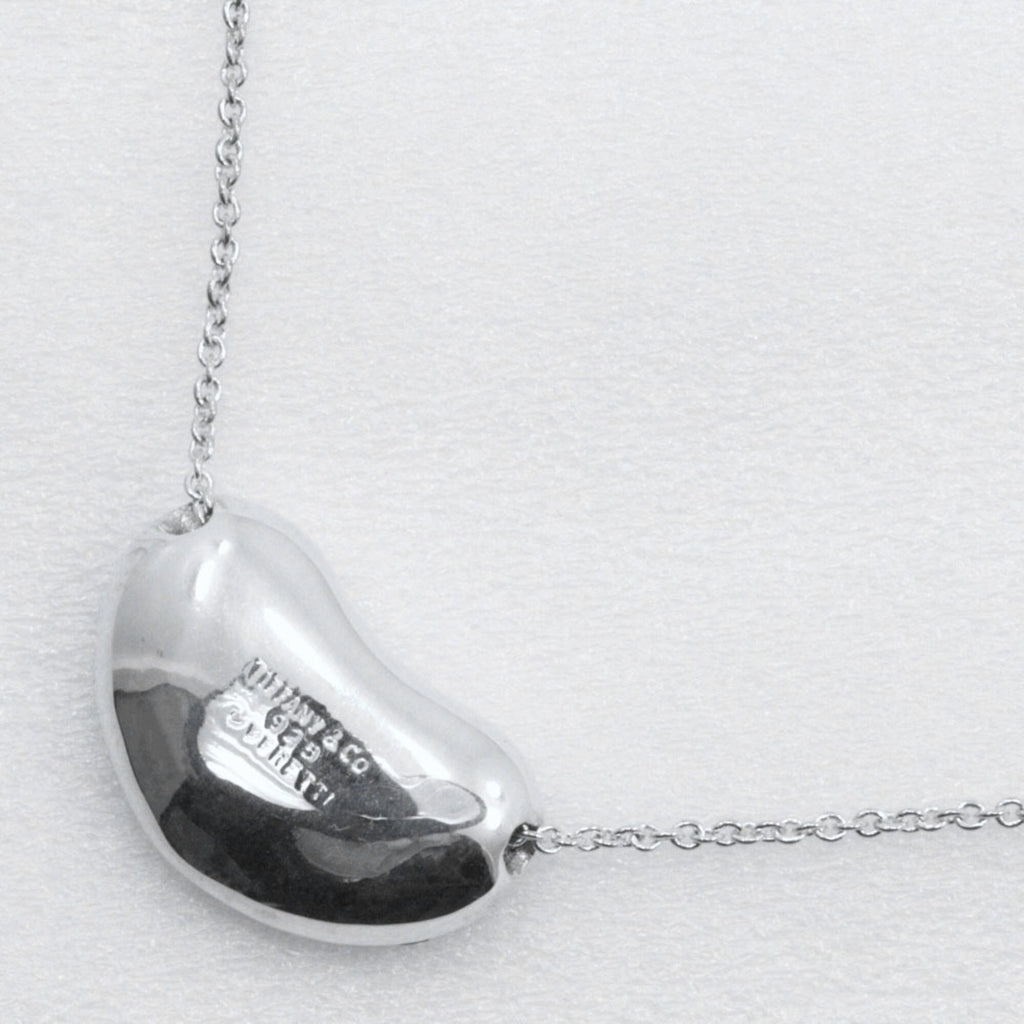 Bean Pendant Necklace Sterling Silver 12mm