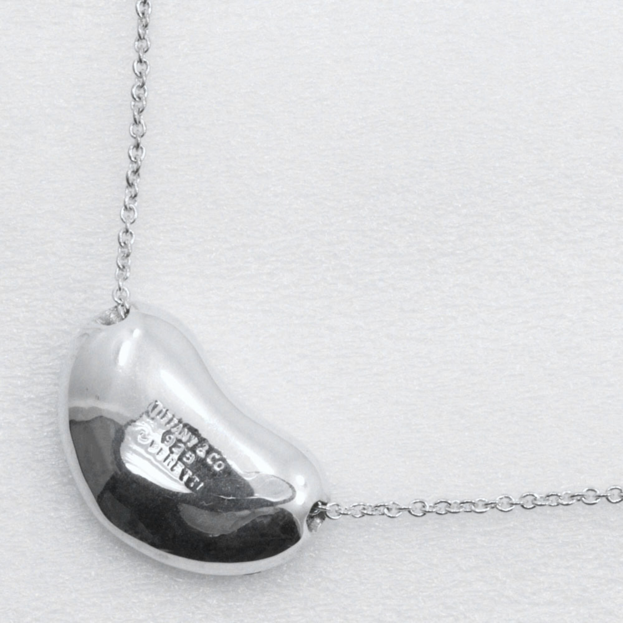 Bean Pendant Necklace Sterling Silver 12mm