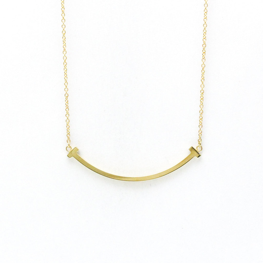 T Smile Pendant Necklace 18K Yellow Gold