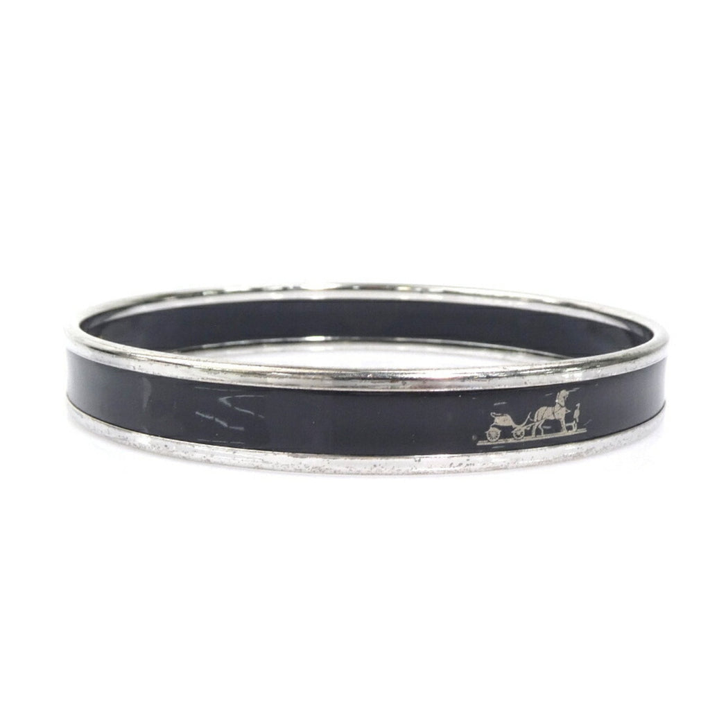 Enamel and Metal Bracelet Black and Silver
