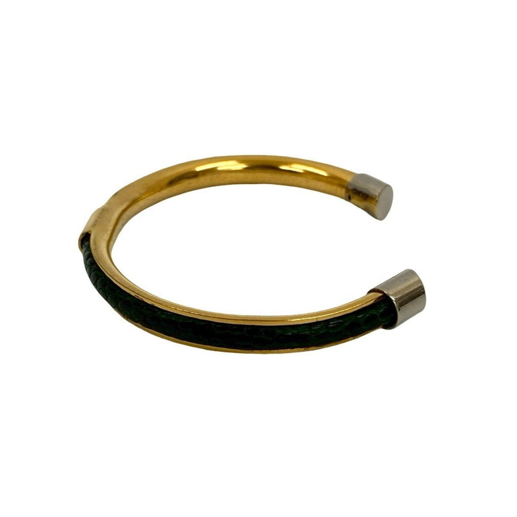 GG Bangle Bracelet Gold and Leather