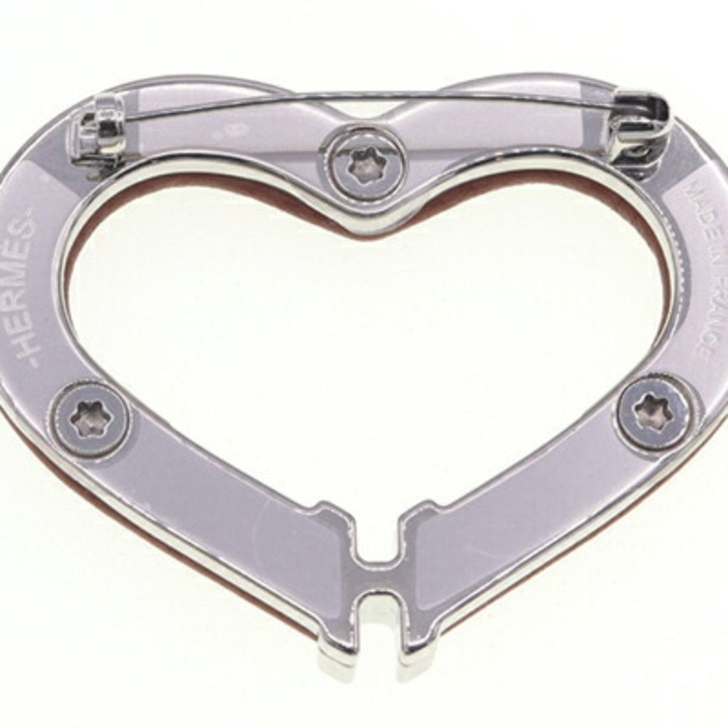 Heart Brooch Swift Leather Brown