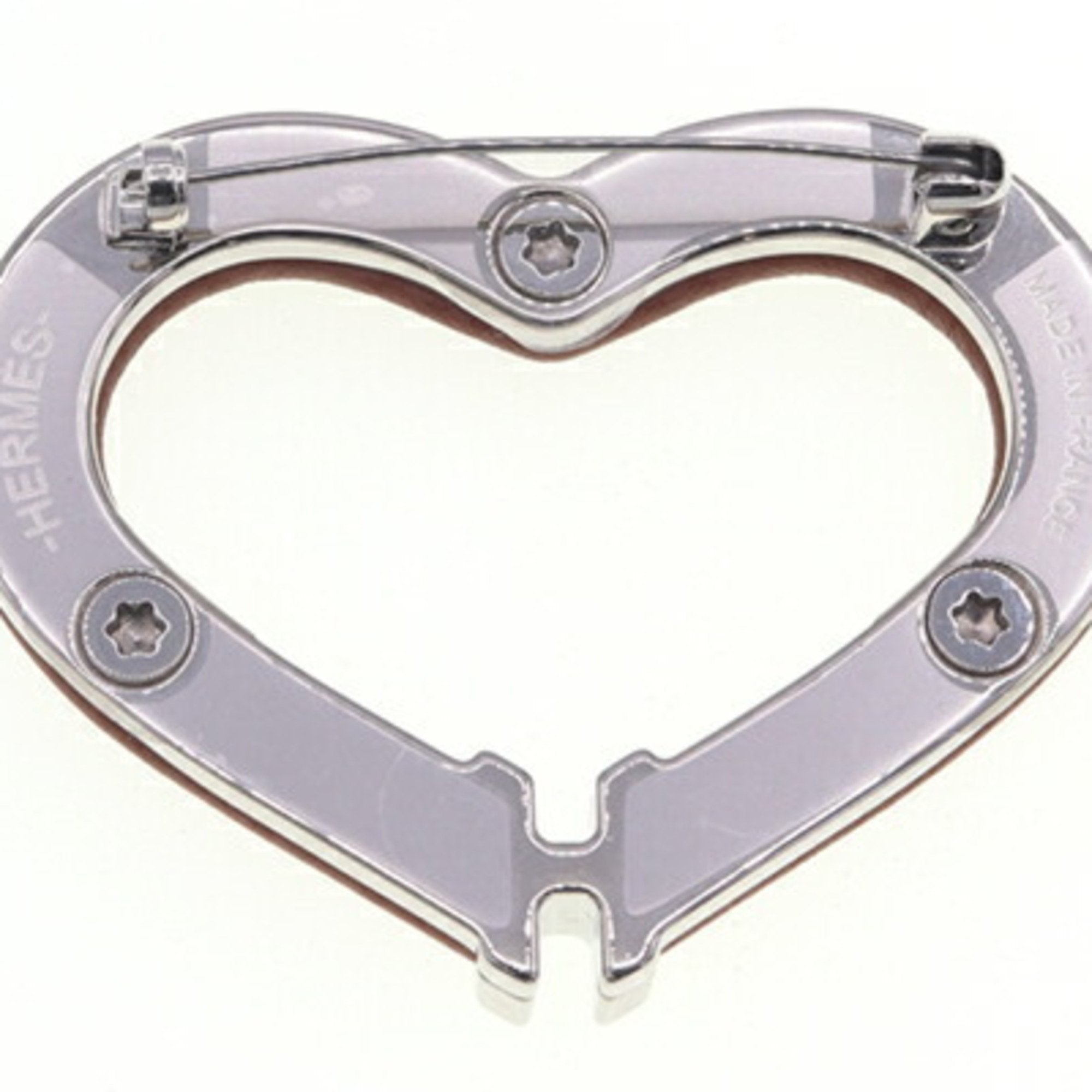 Heart Brooch Swift Leather Brown