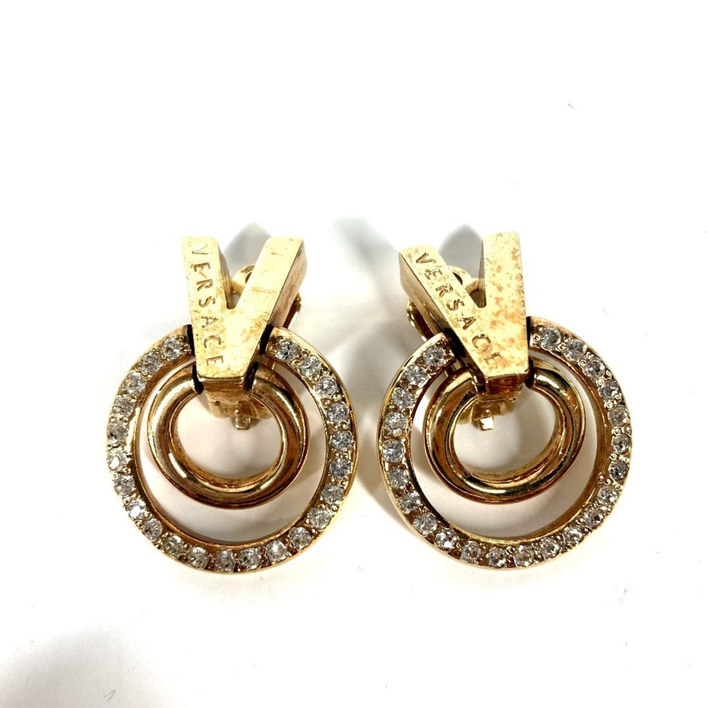 Earrings Rhinestone Gold-Tone Metal