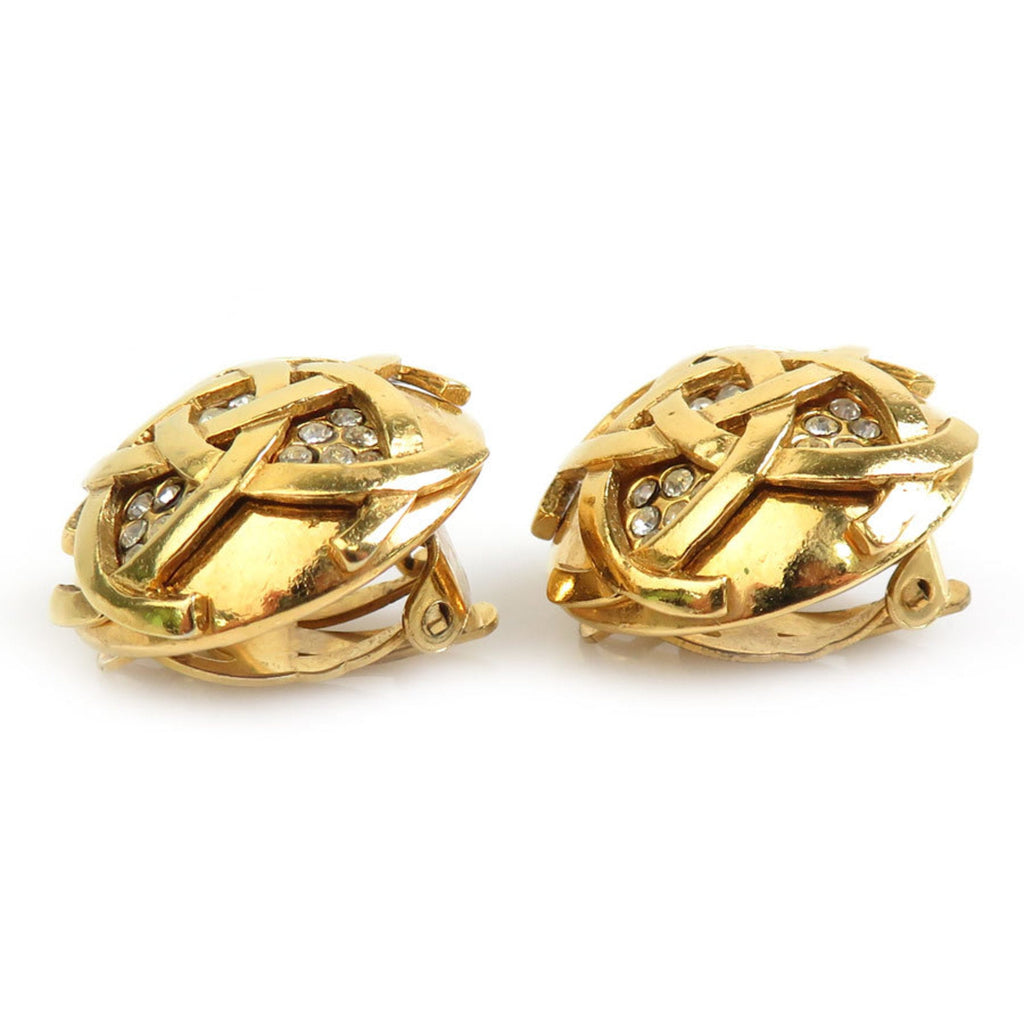 Earrings Rhinestone Gold-Tone Metal