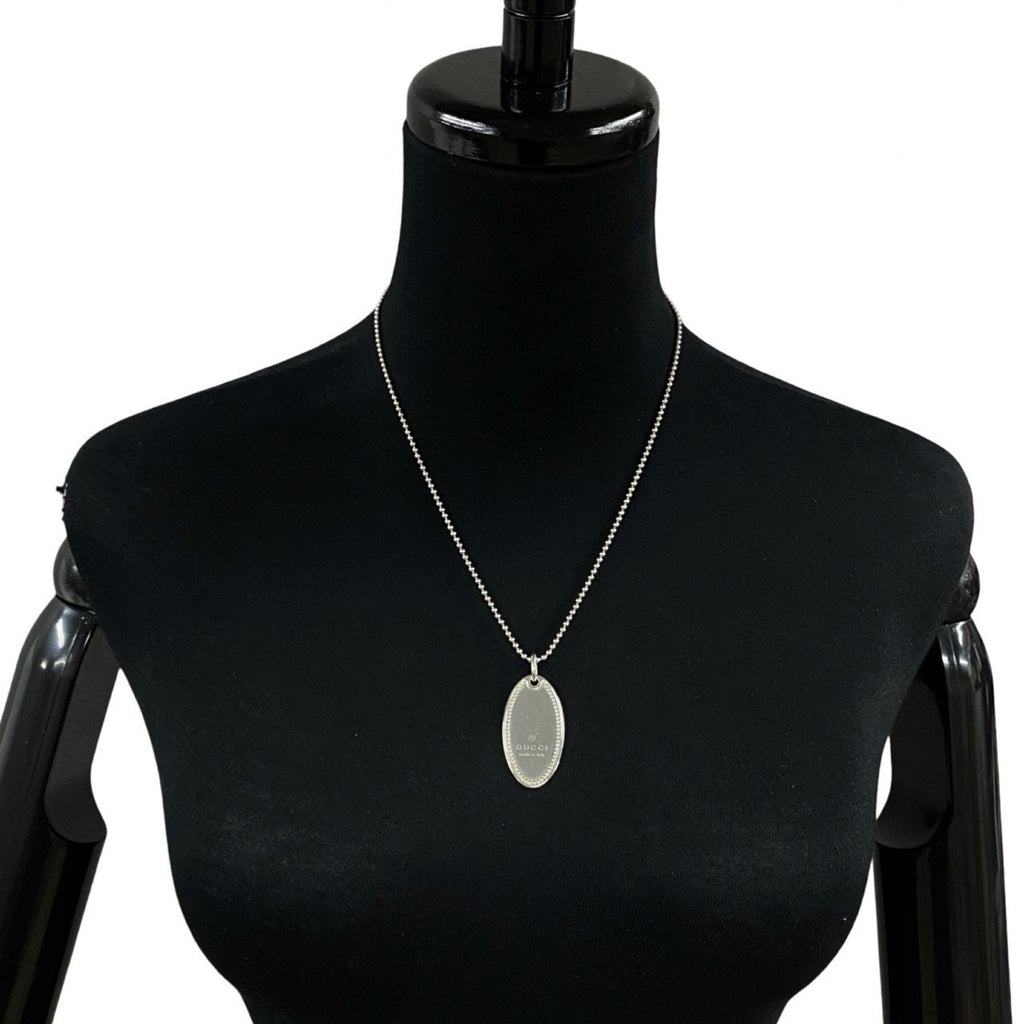 Oval Tag Pendant Necklace Sterling Silver
