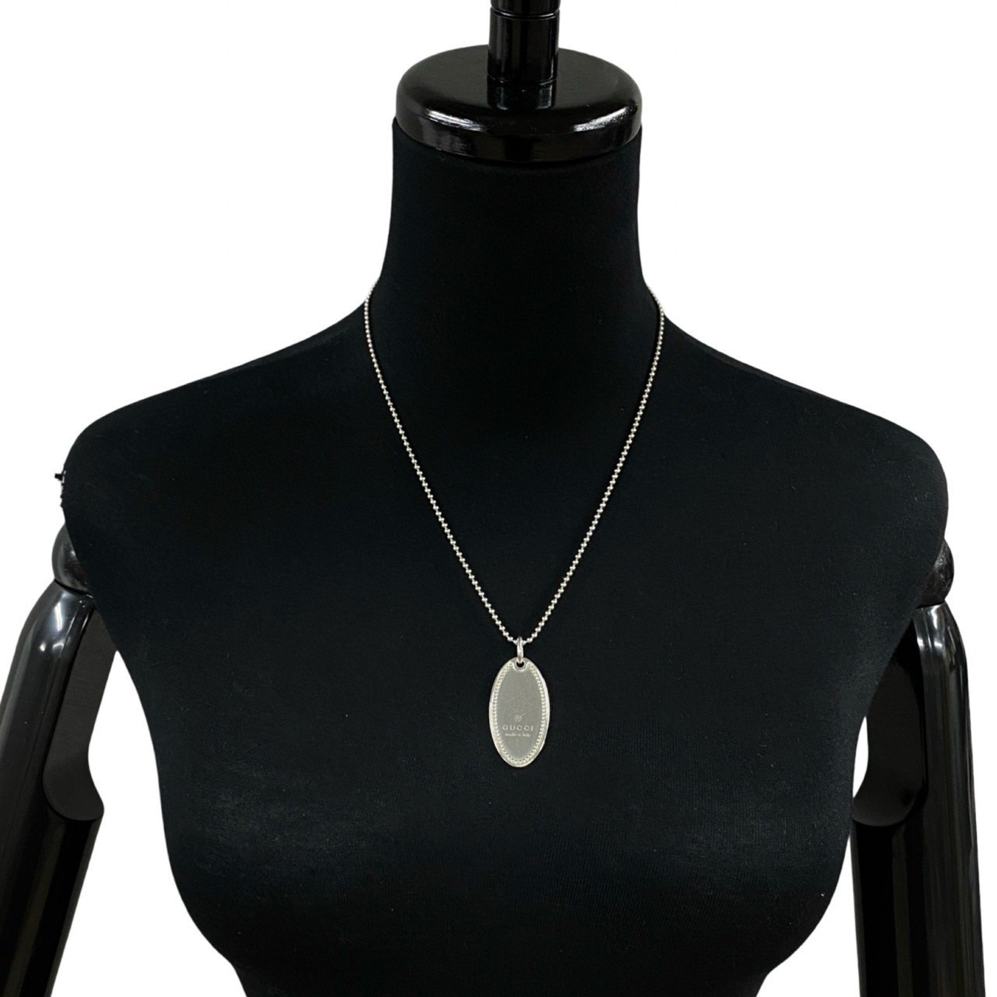 Oval Tag Pendant Necklace Sterling Silver