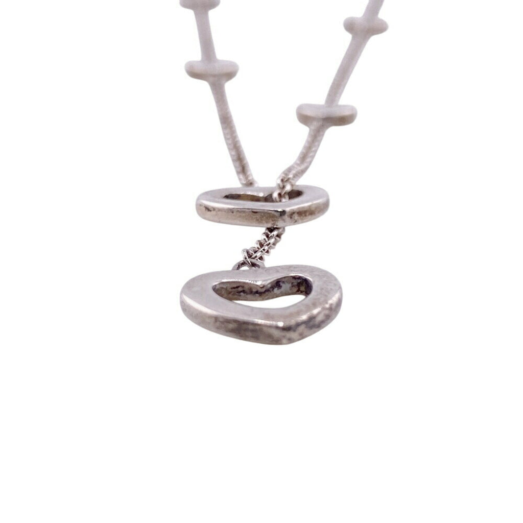 Heart Link Lariat Necklace Sterling Silver