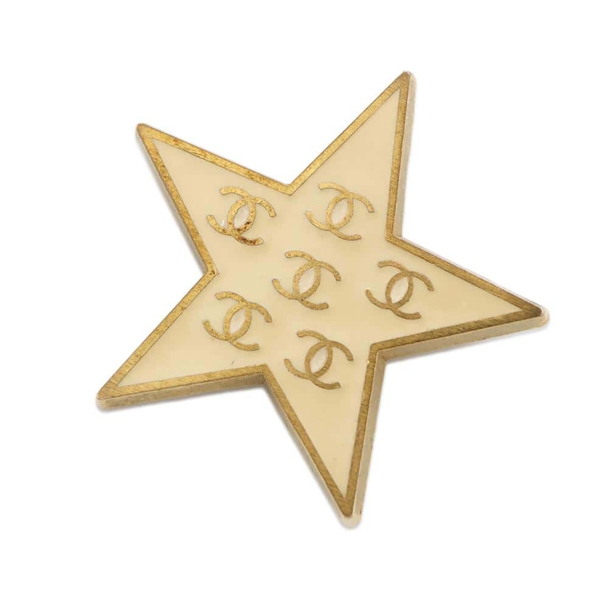 Star Brooch Metal Beige Gold