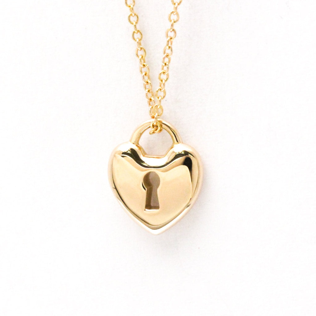 Heart Lock Key Pendant Necklace 18K Rose Gold