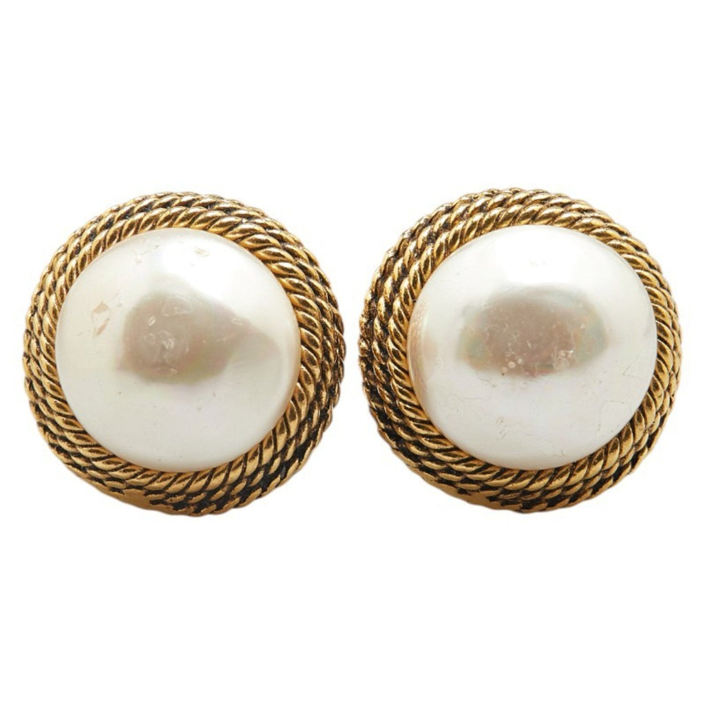 Earrings Pearl Gold-Tone Metal
