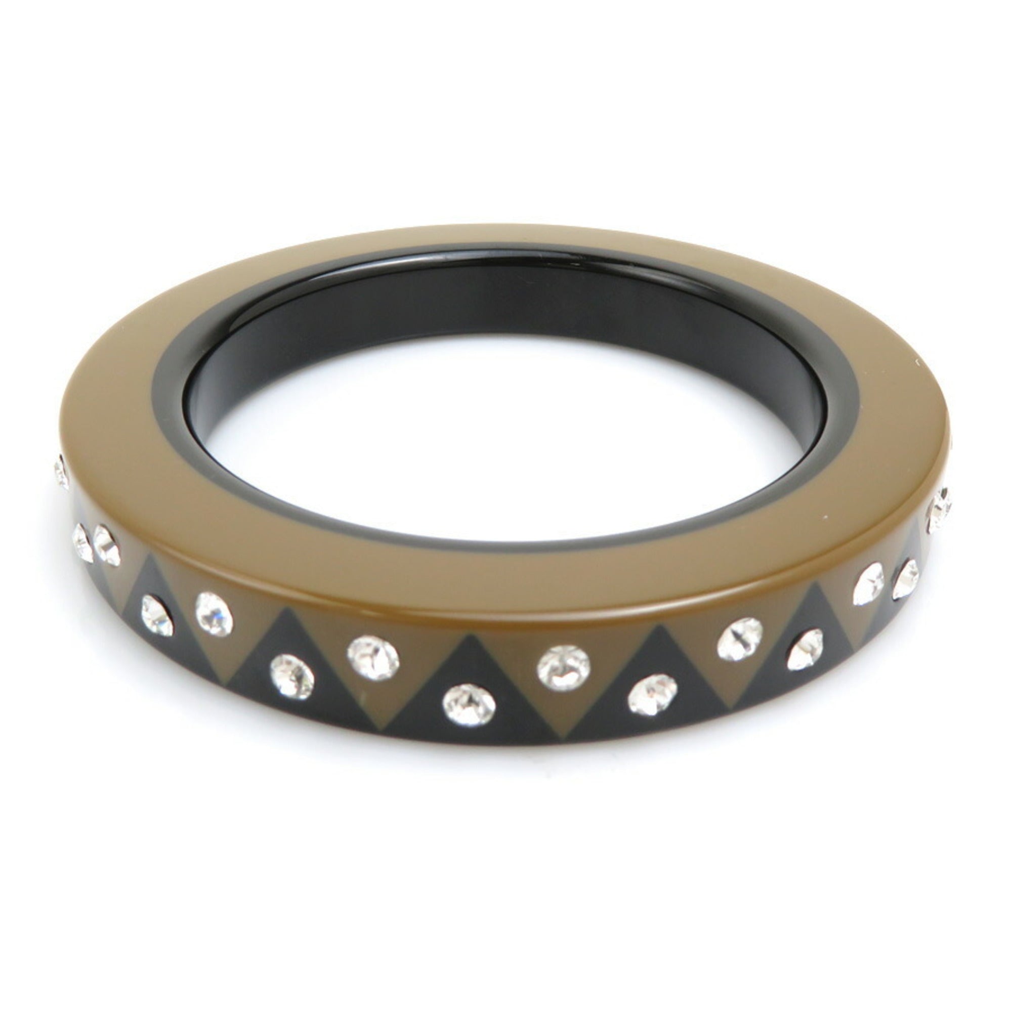 Bracelet Plastic Black And Brown With Rhinestone