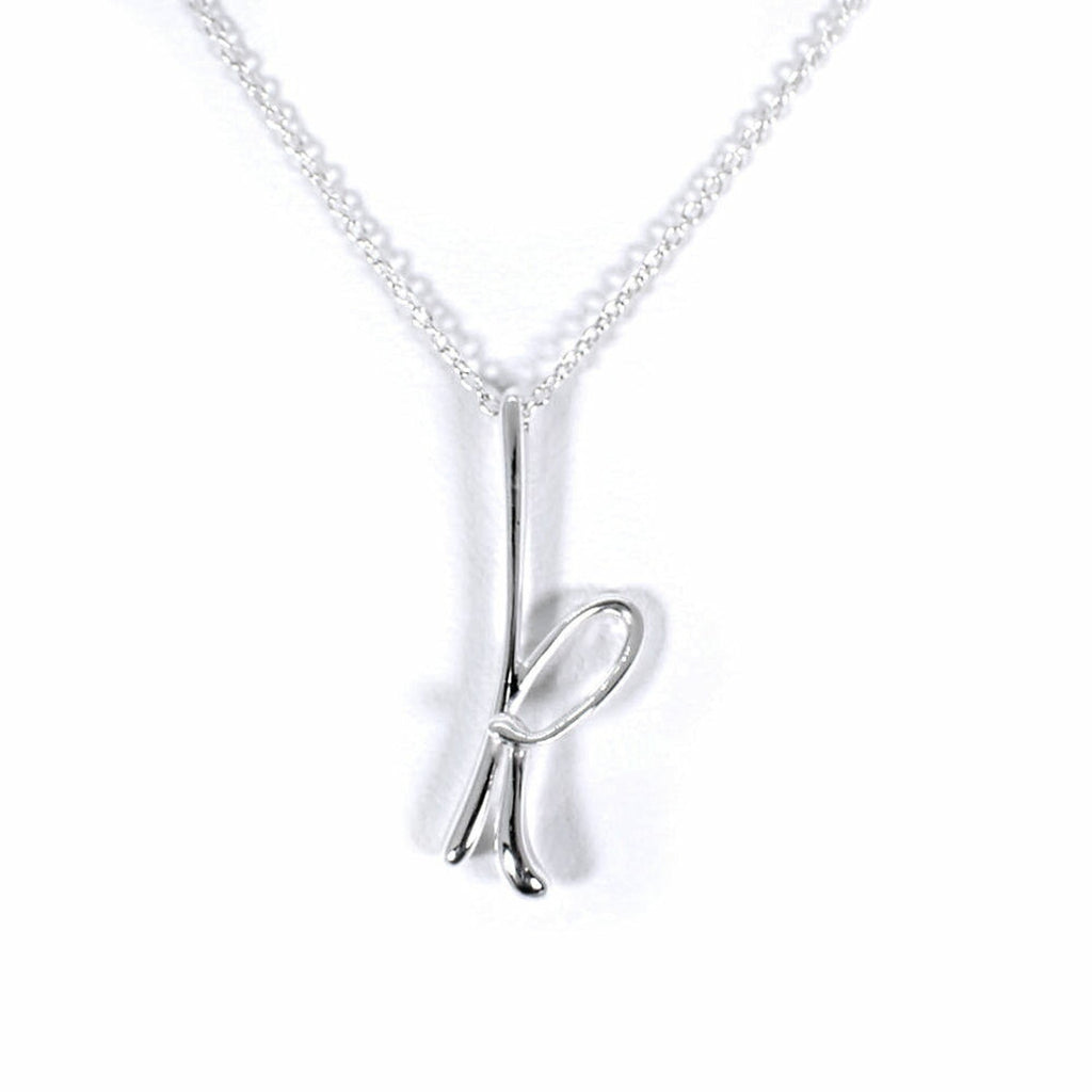 Initial K Pendant Necklace Sterling Silver