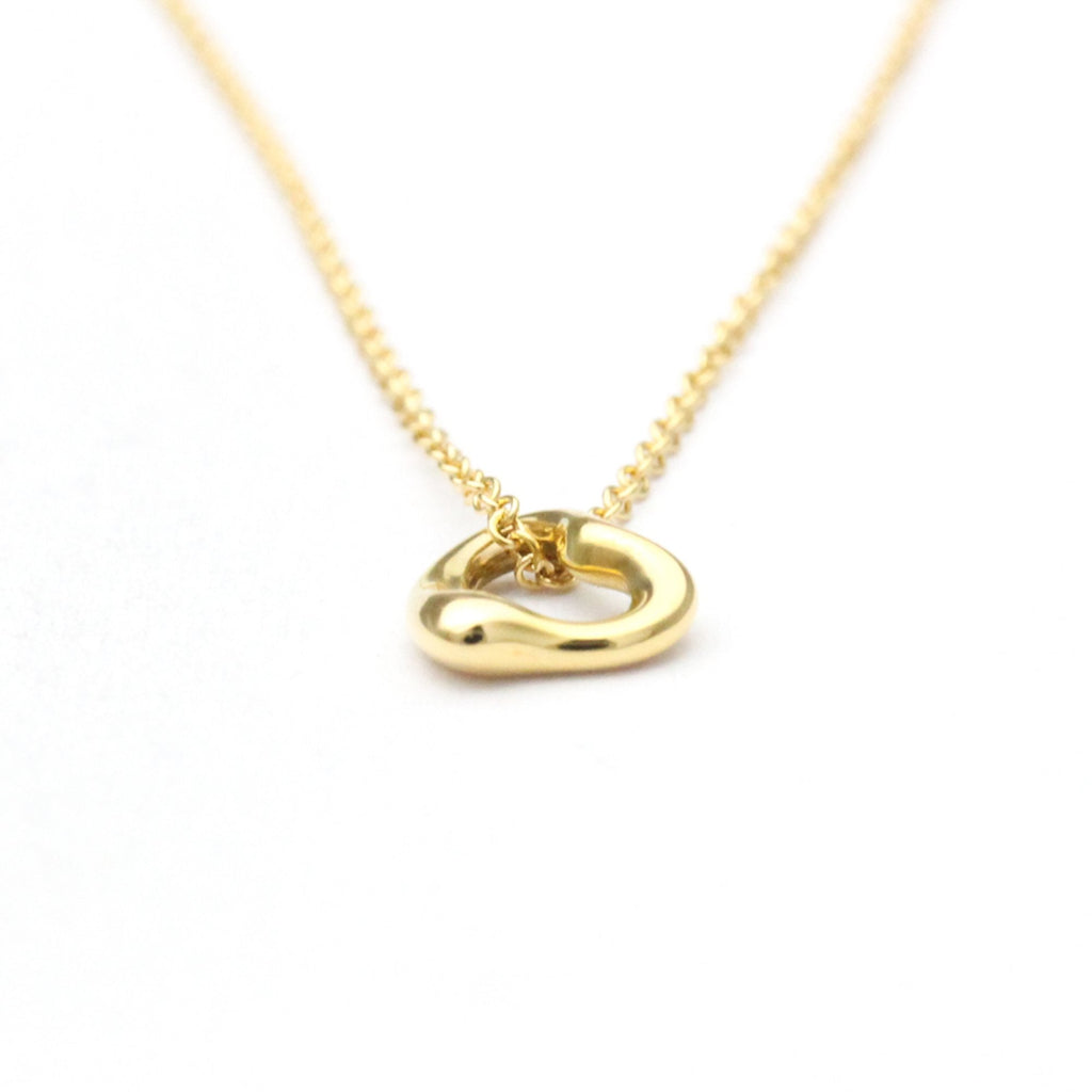 Open Heart Pendant Necklace 18K Yellow Gold 7mm