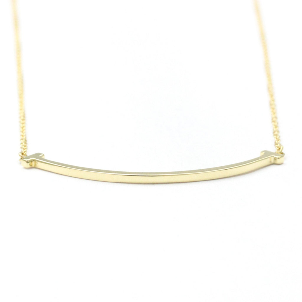 T Smile Pendant Necklace 18K Yellow Gold