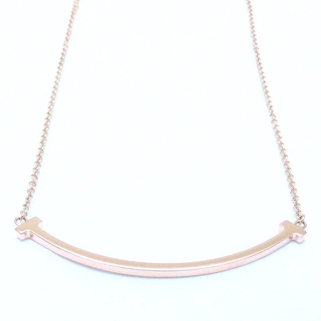 T Smile Pendant Necklace 18K Rose Gold