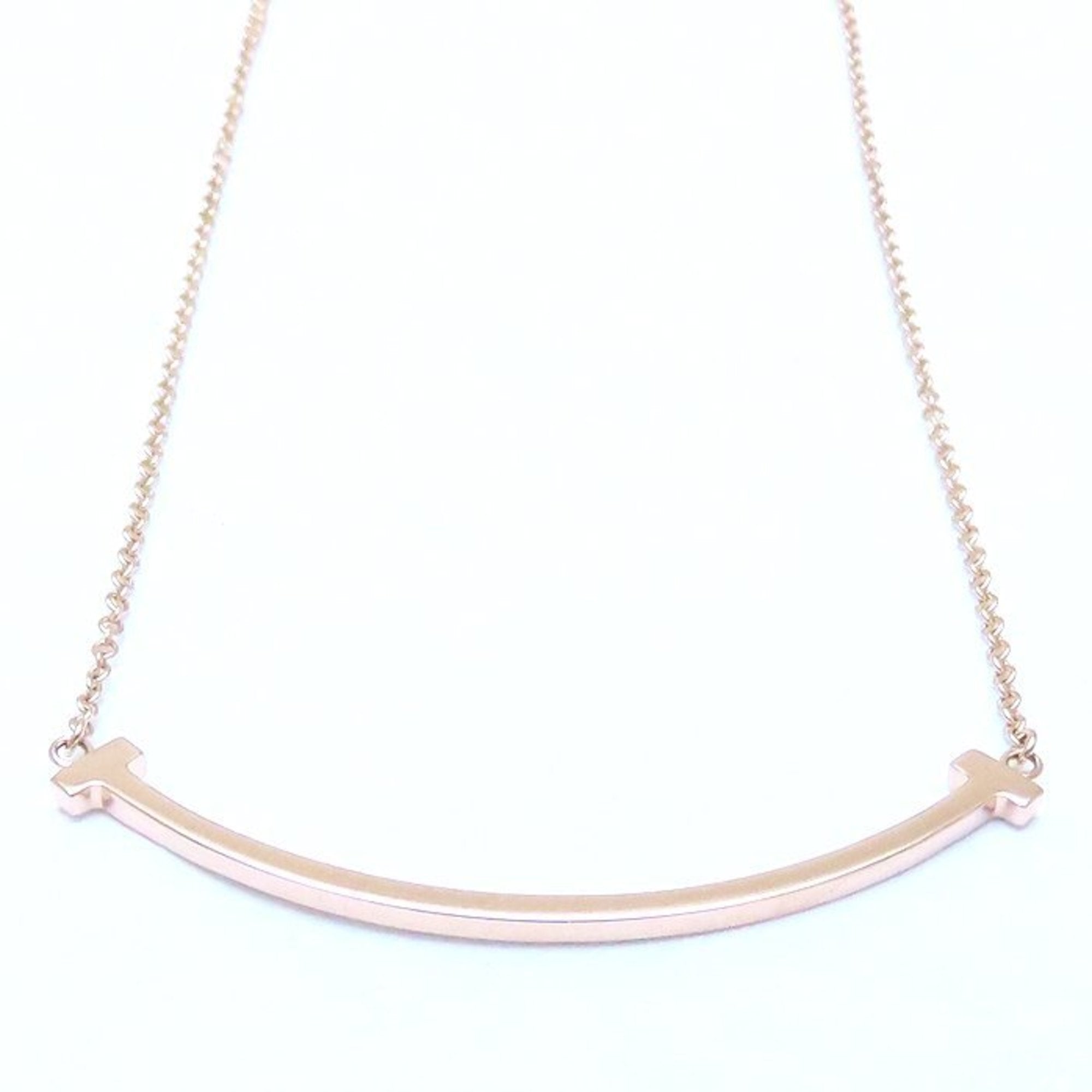 T Smile Pendant Necklace 18K Rose Gold