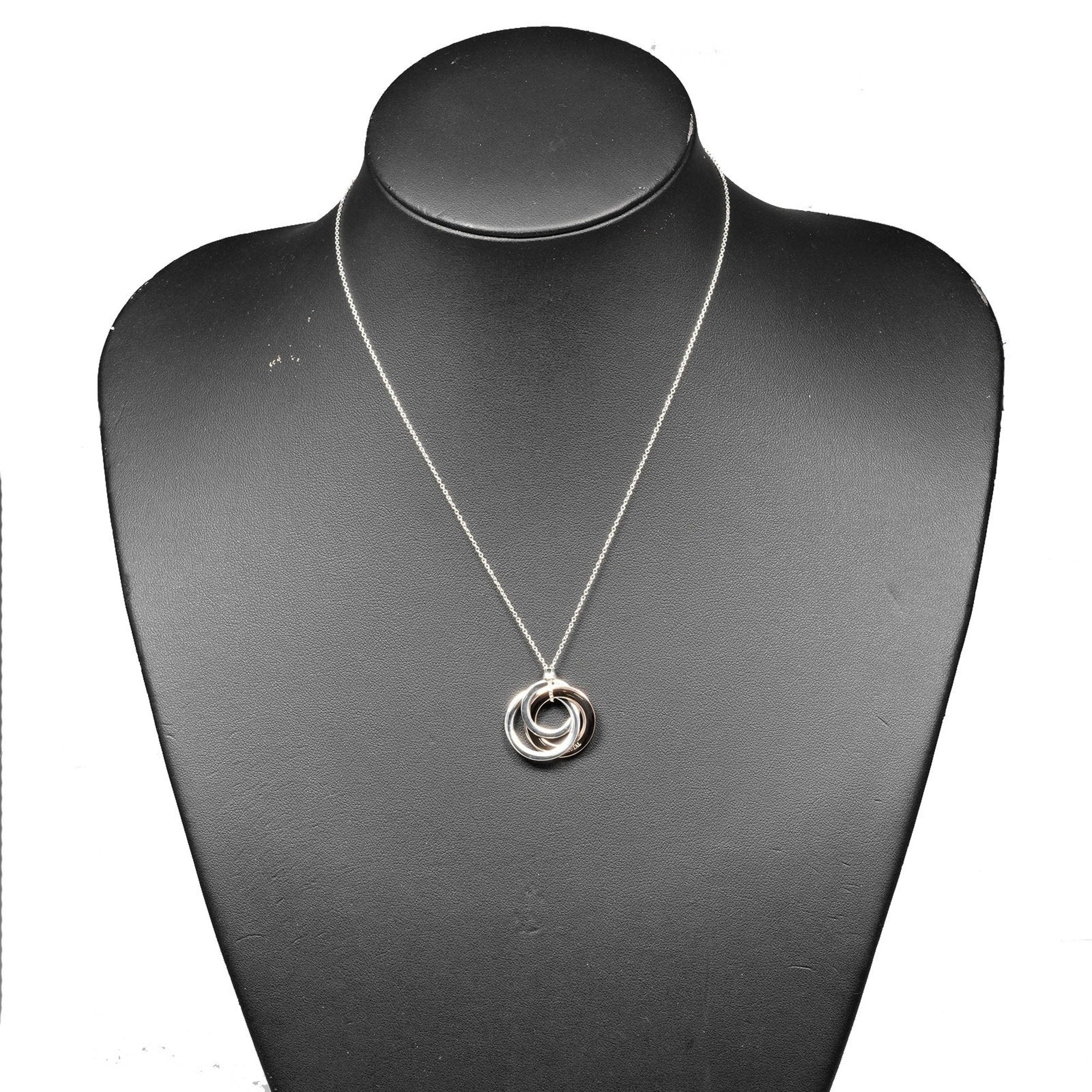 1837 Series Interlocking Circle Pendant Necklace Sterling Silver