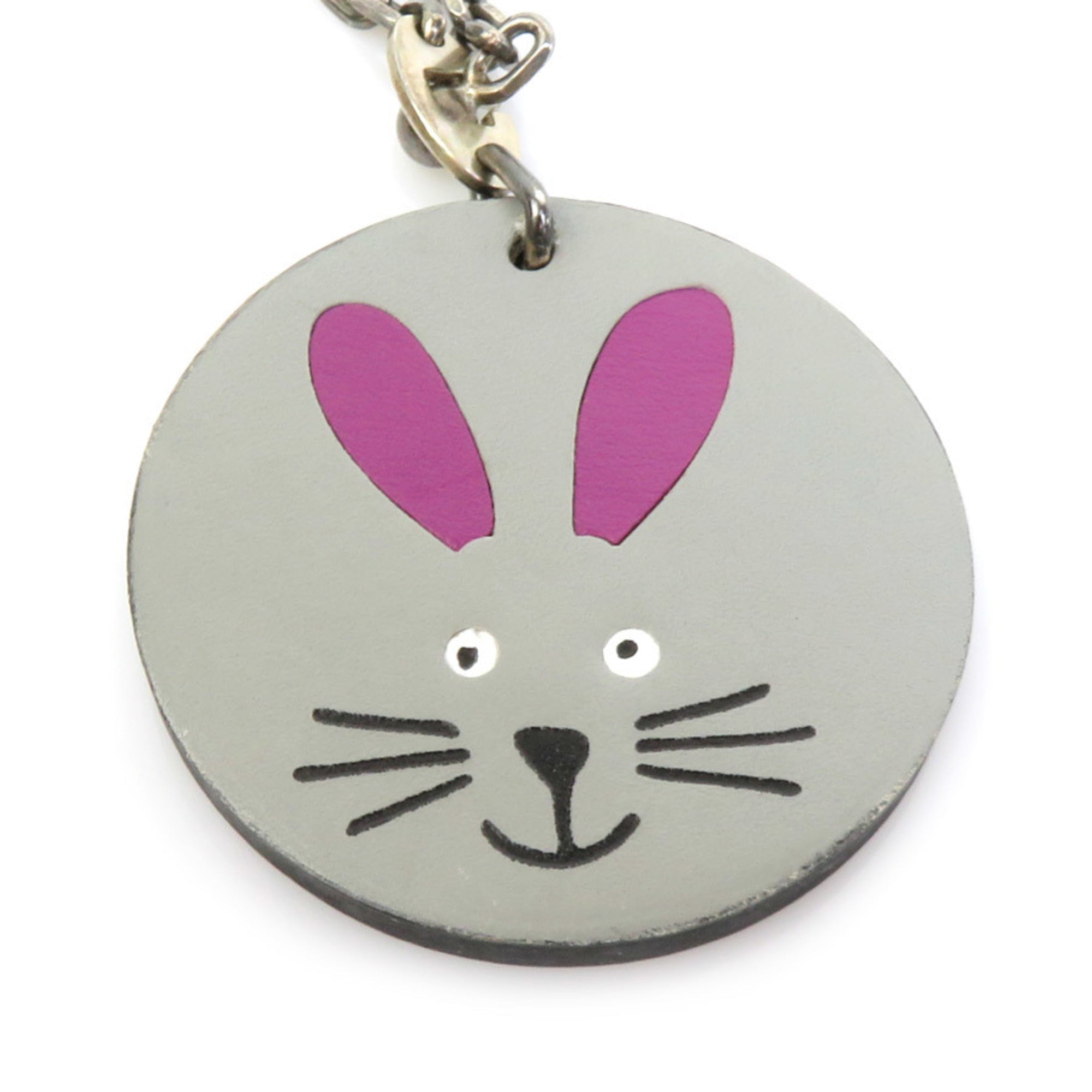 Keyring Charm Leather Gray Ring