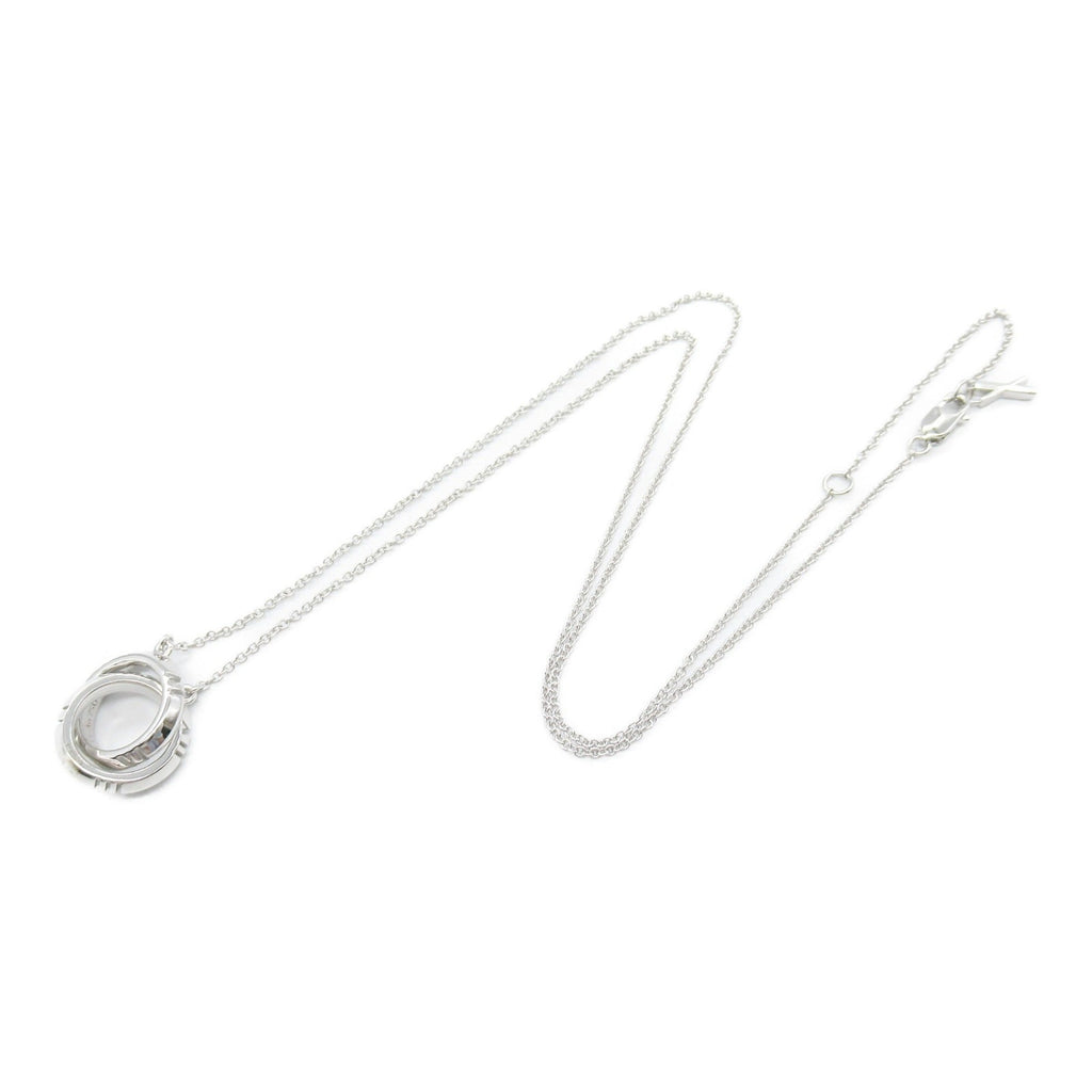 Double Circle Pendant Necklace 18K White Gold