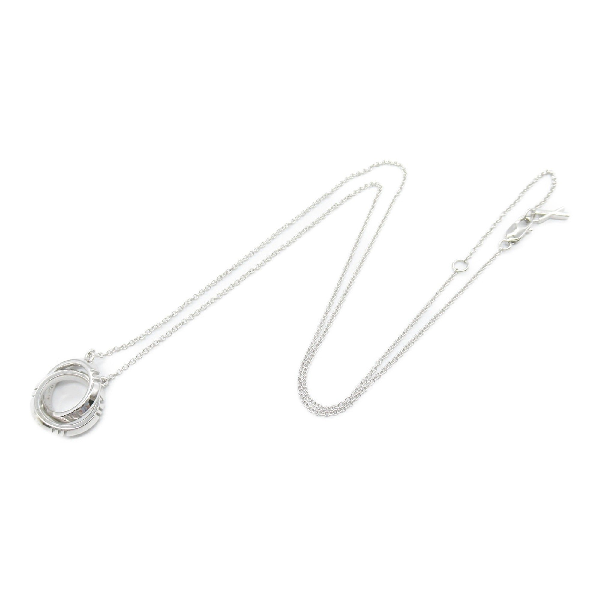 Double Circle Pendant Necklace 18K White Gold