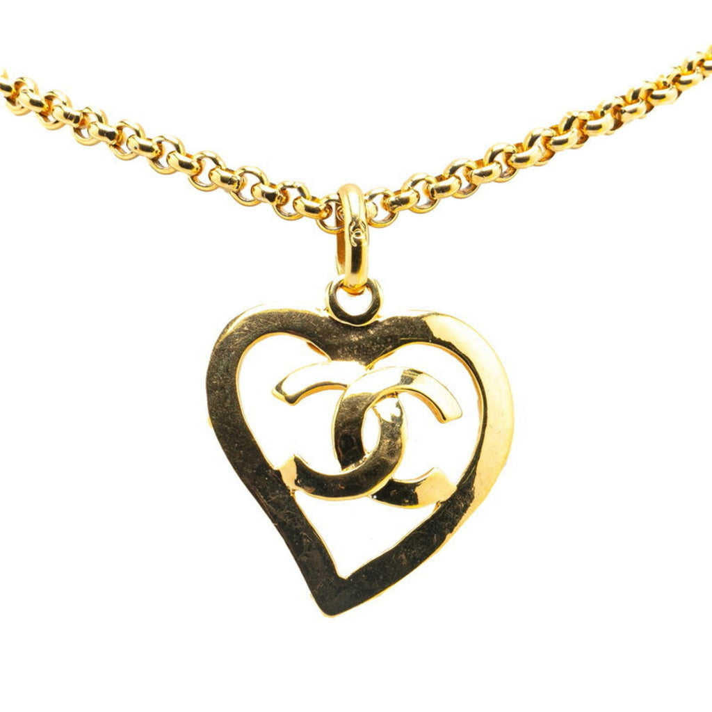 CC Logo Heart Pendant Necklace Metal