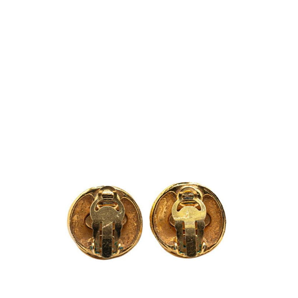CC Logo Round Clip-On Earrings Metal Gold-Tone Metal