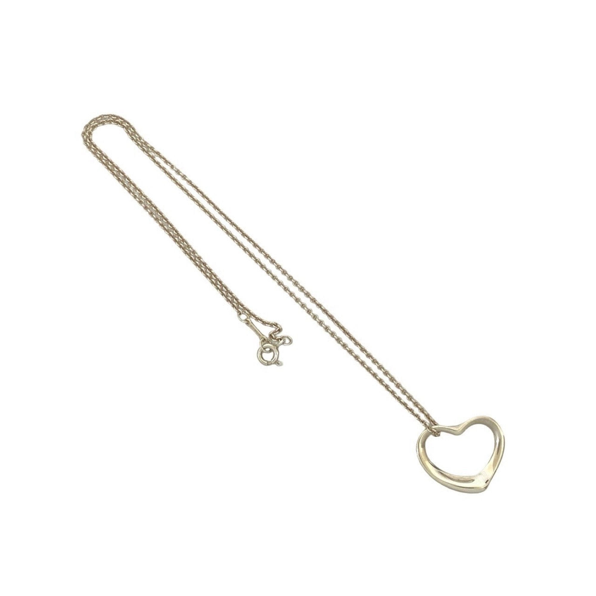 Open Heart Pendant Necklace Sterling Silver 14mm