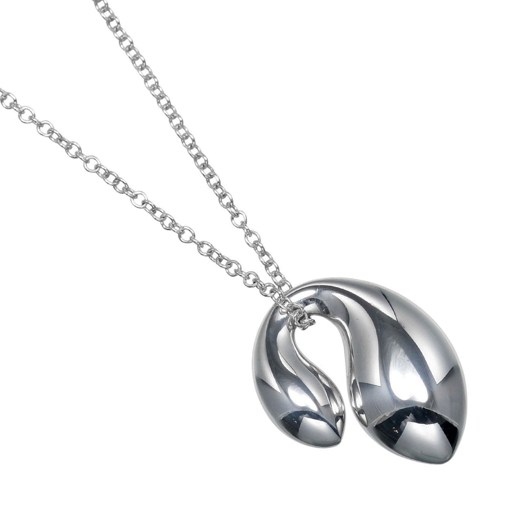 Double Teardrop Pendant Necklace Sterling Silver