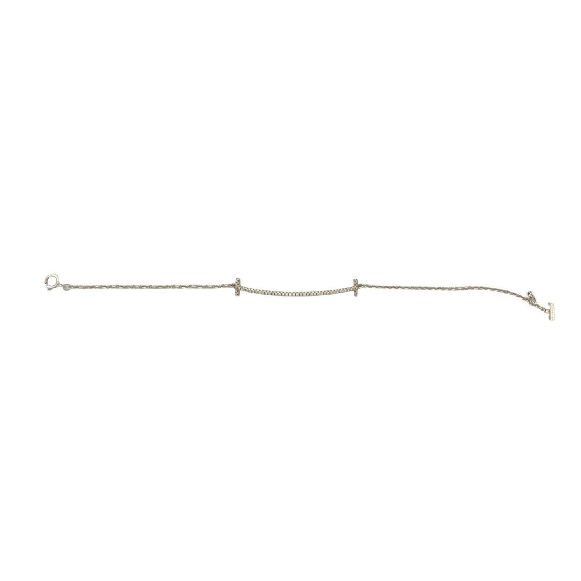 T Smile Pendant Necklace Sterling Silver with 18K White Gold with Diamonds