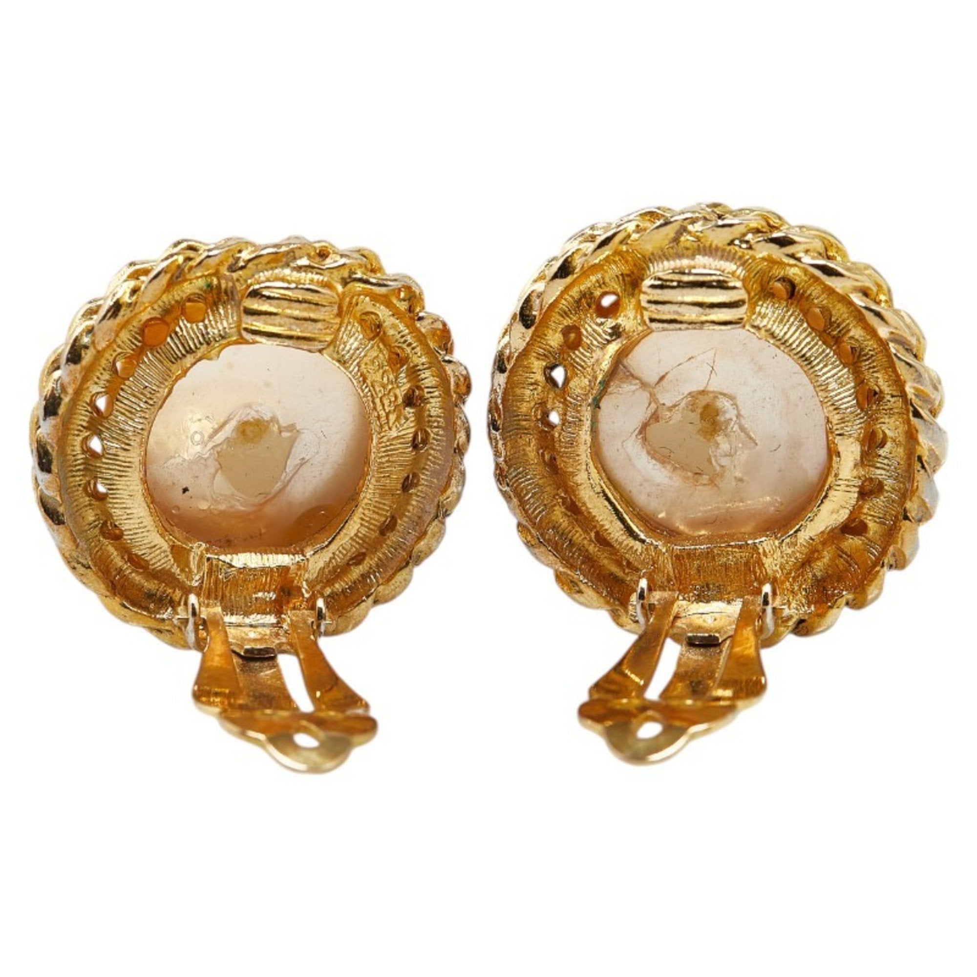 Clip-On Earrings Pearl Clip-On Gold-Tone Metal