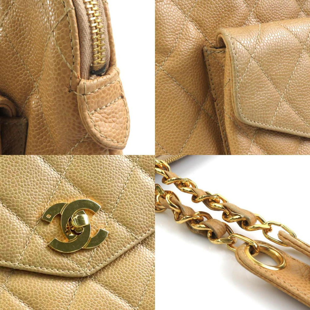 Vintage Front Pocket Shoulder Bag Quilted Lambskin Large