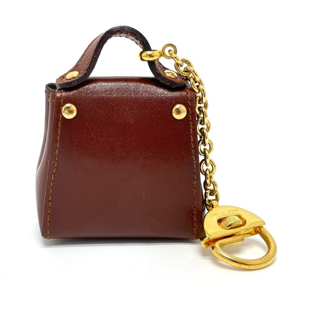 Gancini Charm Leather Brown and Gold Hardware Handbag Charm