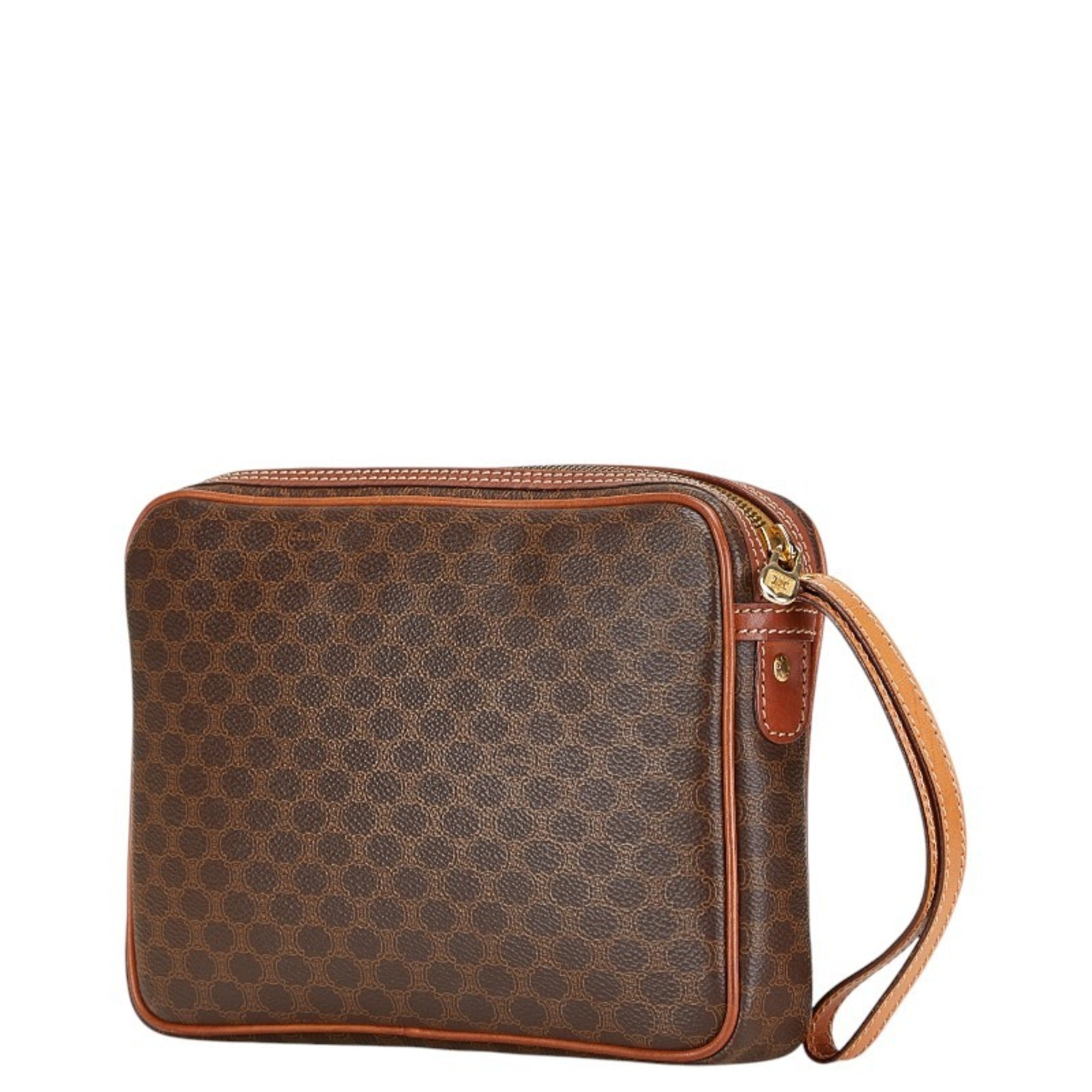 Vintage Saddle Flap Shoulder Bag Macadam Coated Canvas Small