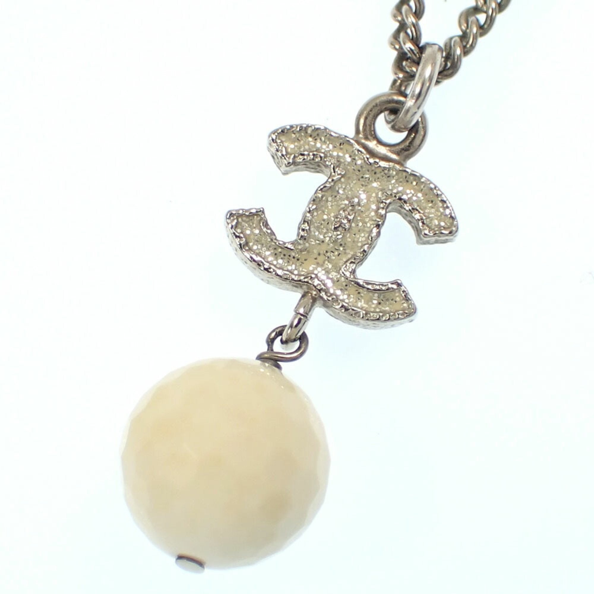 CC Logo Pendant Necklace Silver-Tone Metal