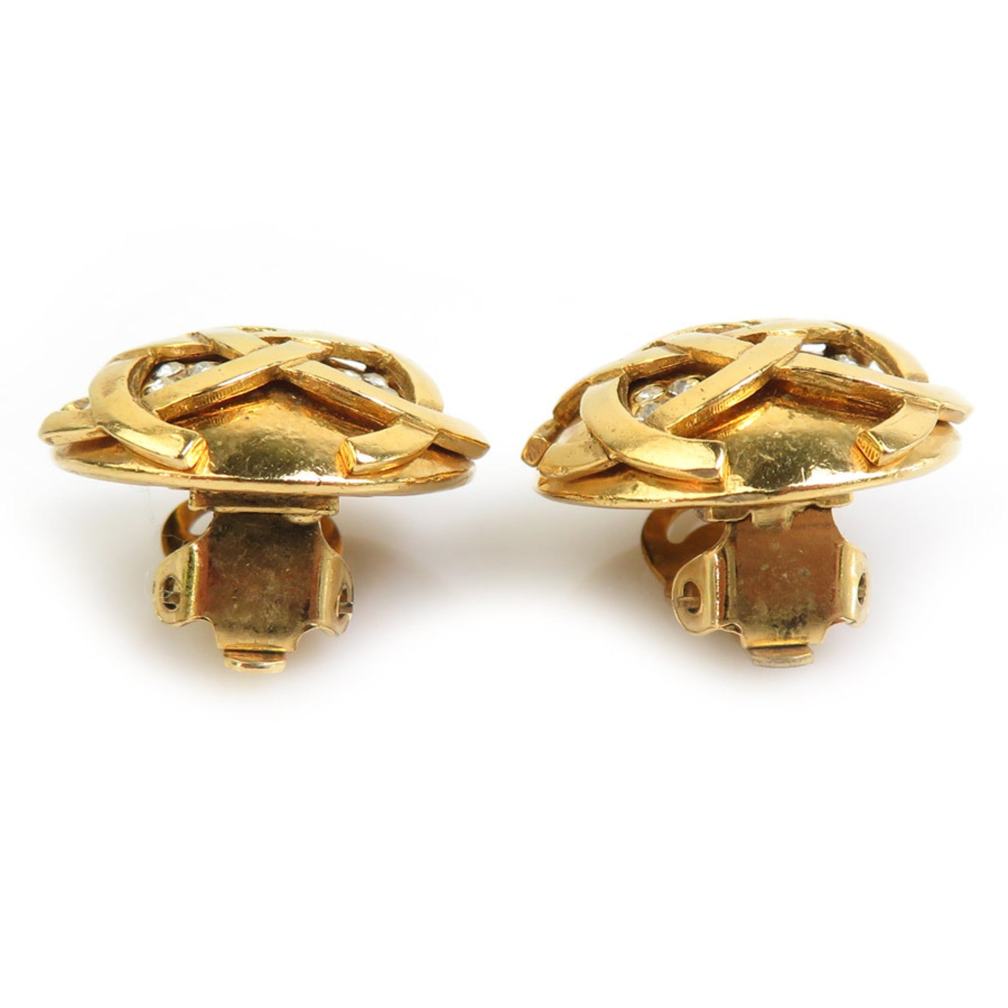 Earrings Rhinestone Gold-Tone Metal