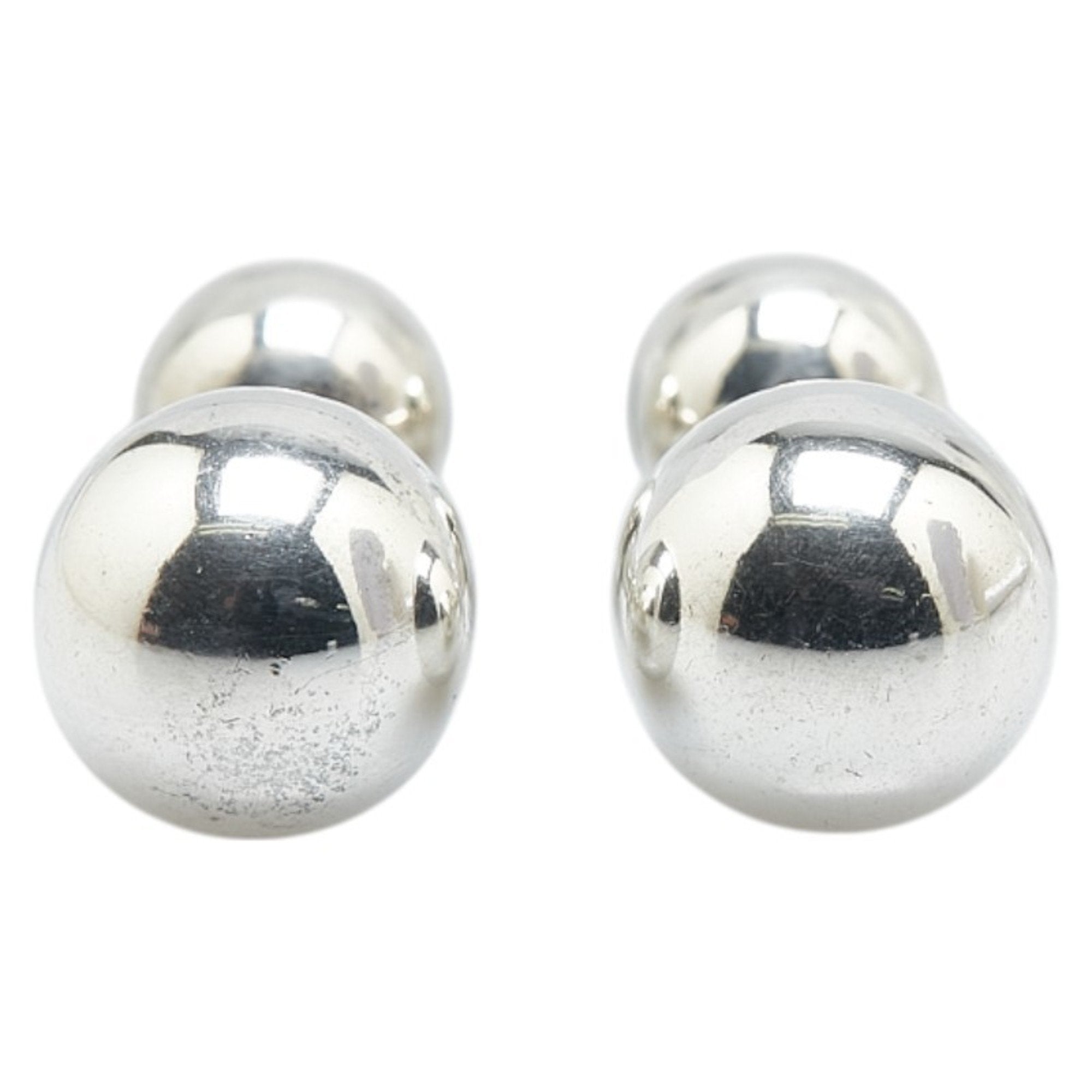 Sphere Barbell Motif Cufflinks Sterling Silver Bracelet
