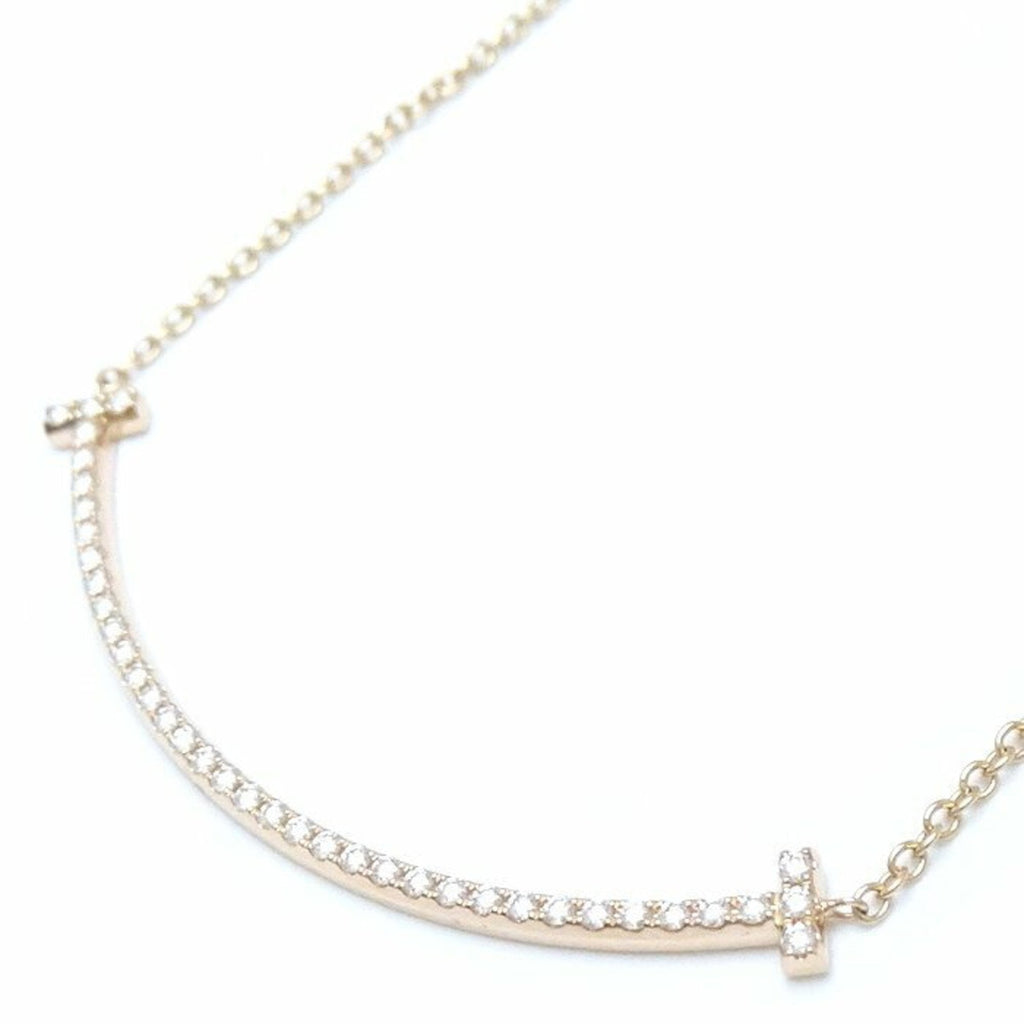 T Smile Pendant Necklace 18K Rose Gold with Diamonds