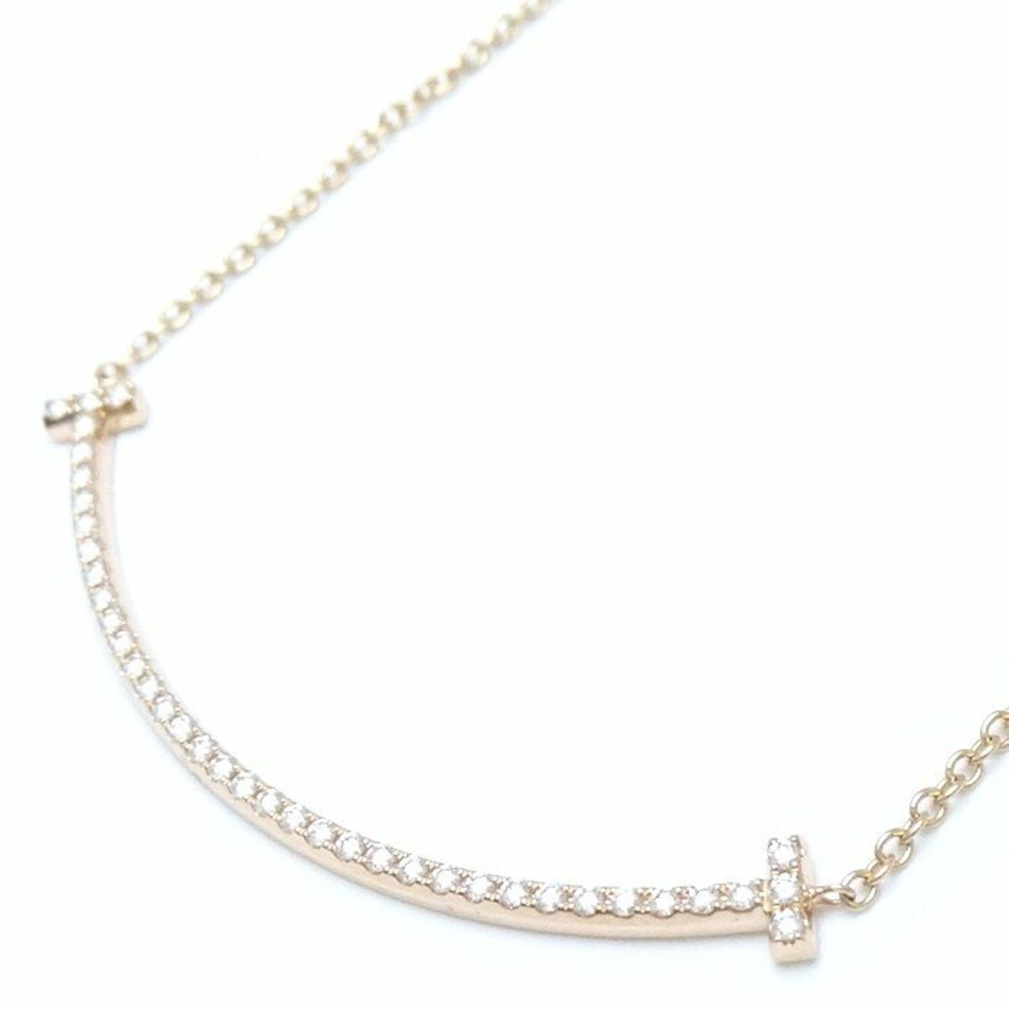 T Smile Pendant Necklace 18K Rose Gold with Diamonds