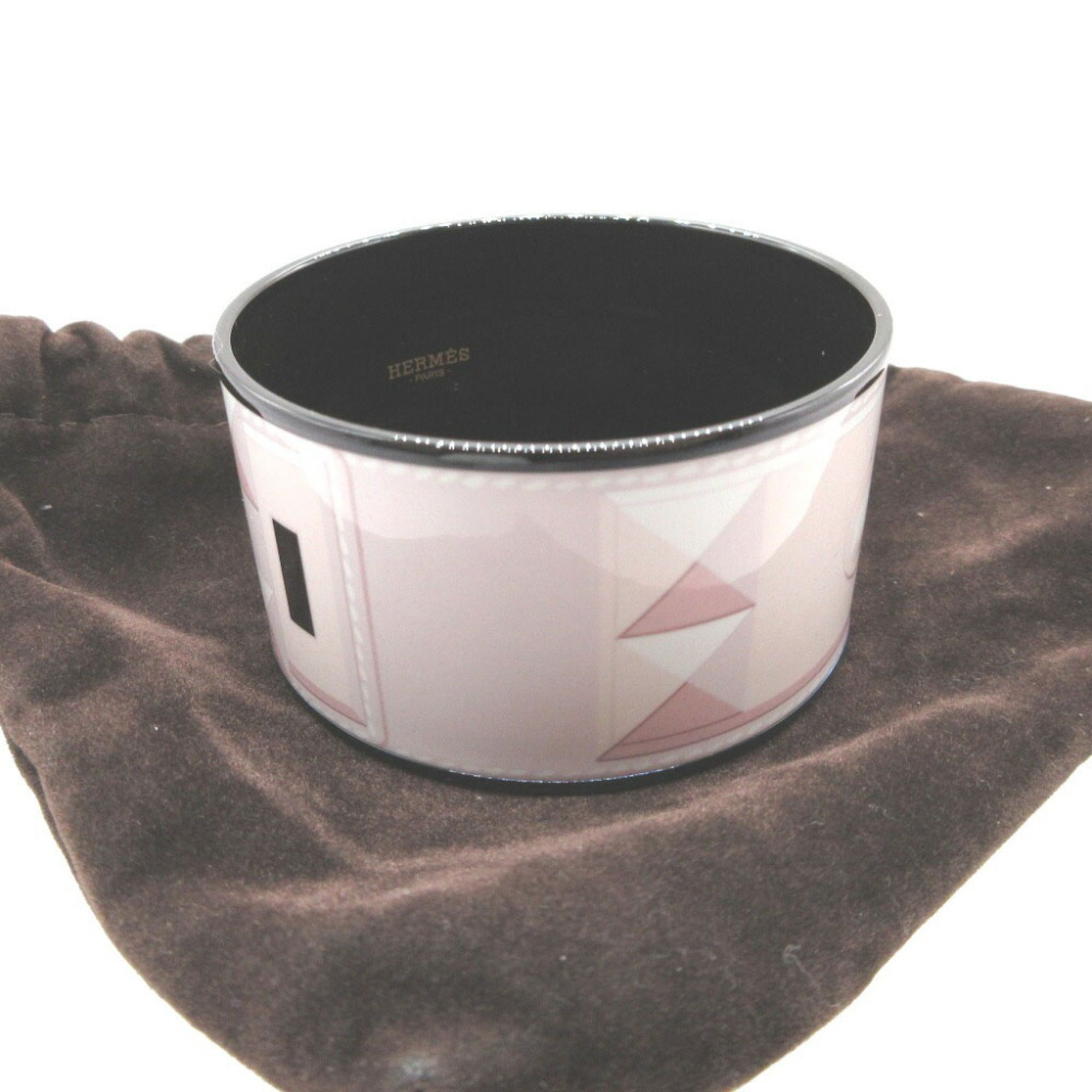 Enamel Bangle Metal Black and Pink Bracelet
