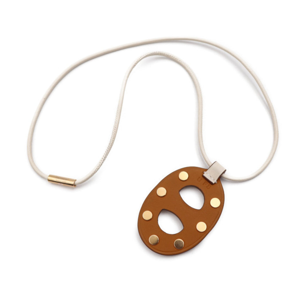 Pendant Necklace Swift Leather Brown And Cream