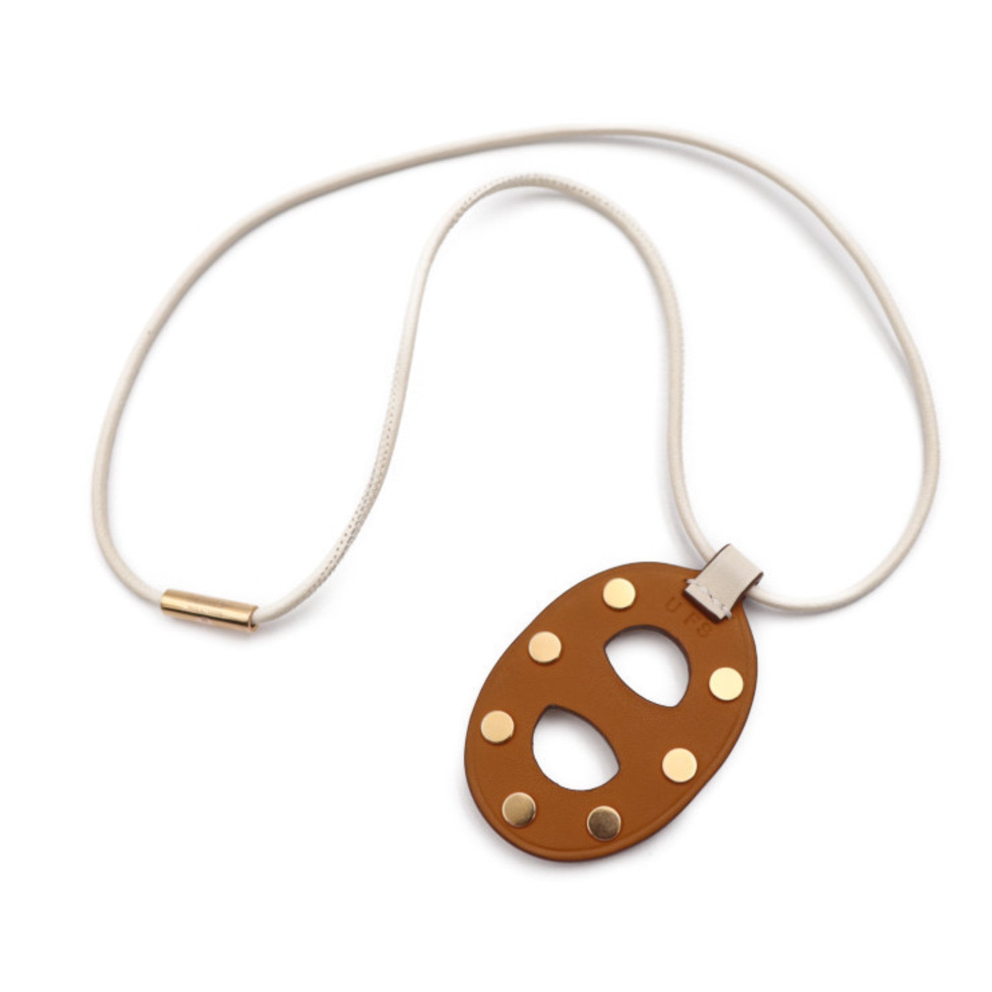 Pendant Necklace Swift Leather Brown And Cream
